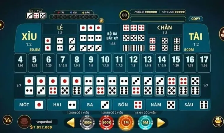 Cách Chơi Tài Xỉu Nhà Cái 69VN: Bí Quyết Thắng Lớn Từ Cao Thủ 2 Giao diện chơi Tài Xỉu Nhà Cái 69VN